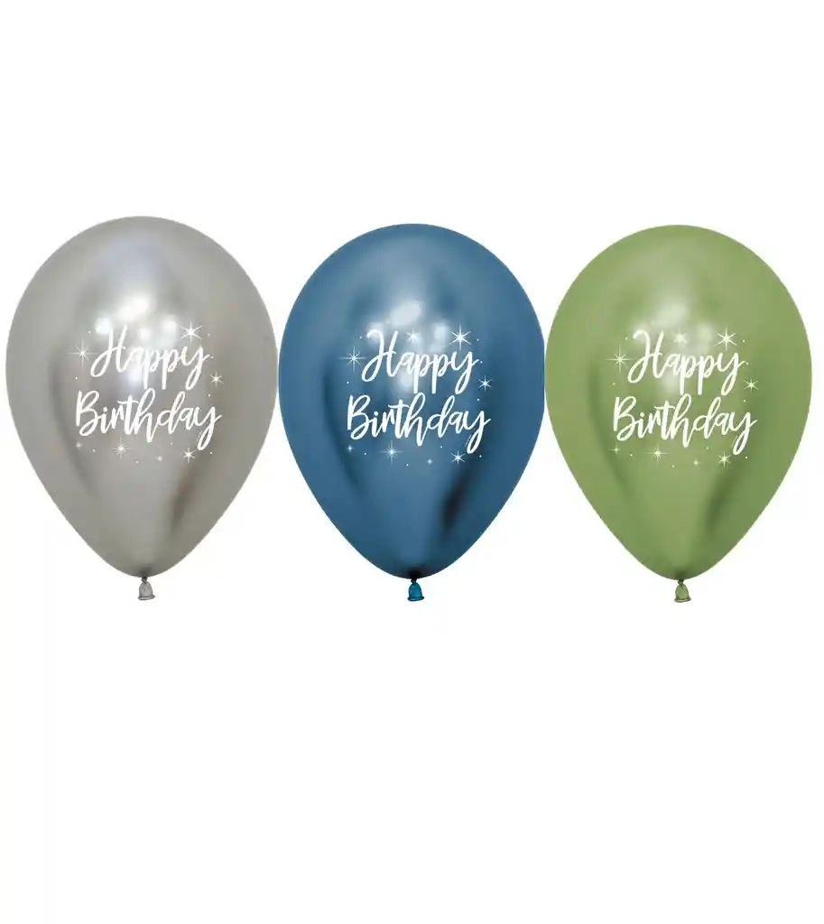 Globos R12 Sempertex Reflex Happy Birthday Radiante 3und