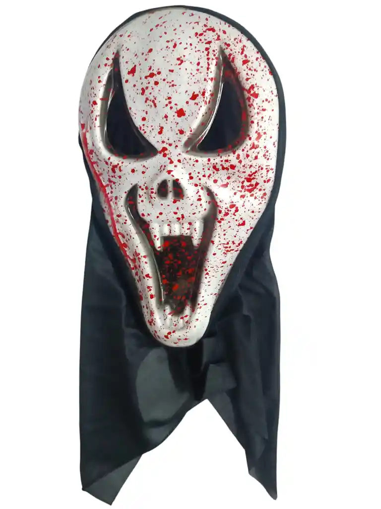 Máscara Scream Sangre Con Colmillos + Capucha