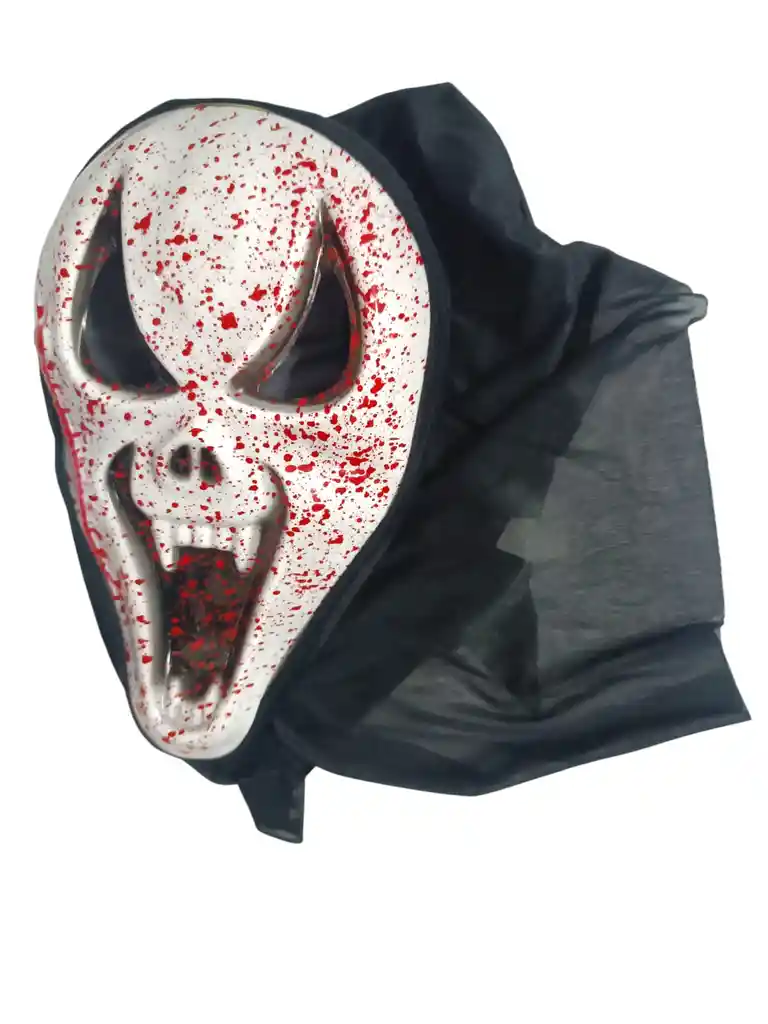 Máscara Scream Sangre Con Colmillos + Capucha