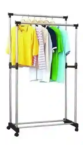 Tendedero De Ropa Doble Organizador Metálico Perchero Con Ruedas Movil