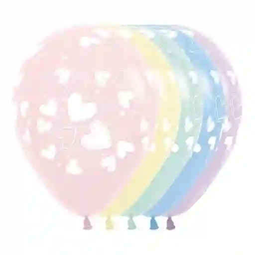 Globos R12 Sempertex Pastel Mate Corazones Surtidos 10 Und