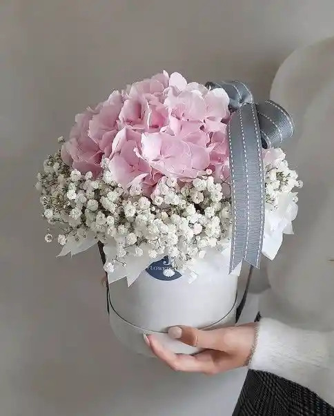 Caja Redonda De Hortensia