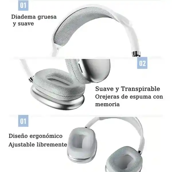 Audifonos Diadema Inalambricos Bluetooth P9 Negro