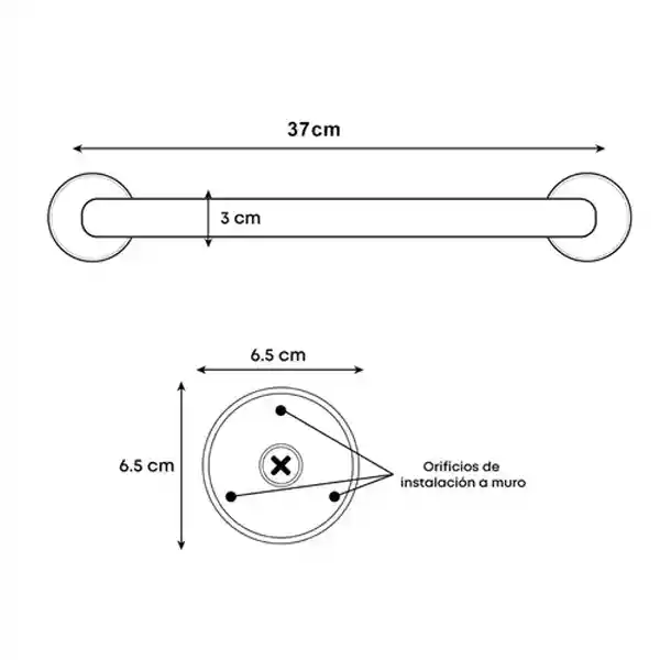 Barra De Seguridad Agarradera Acero Inoxidable 40cm