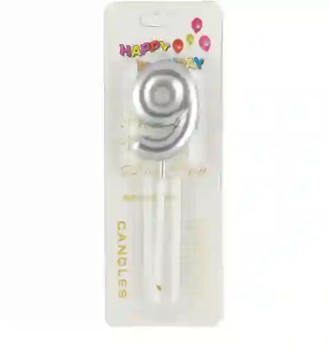 Vela De Aniversario Platianada 9 4.5 Cm