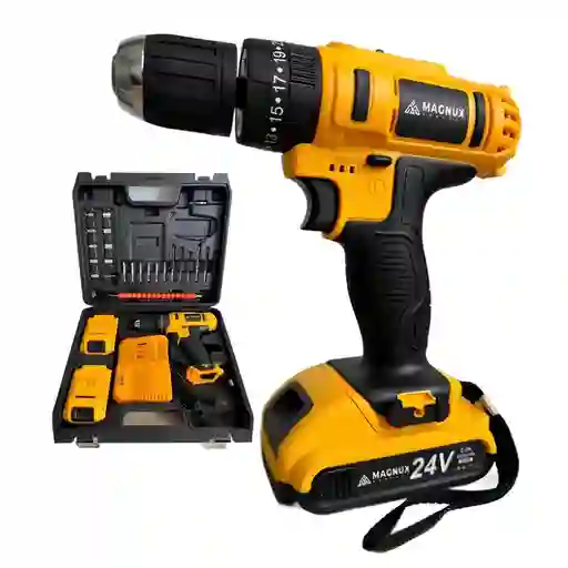Taladro Atornillador Inalámbrico 2 Baterias 10mm Magnux 24v 23 Nm 27
