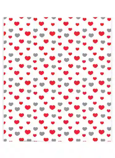Papel De Regalo Blanco Corazones Rojo Plateado 48 X 68 Cm. X 2 Unidades