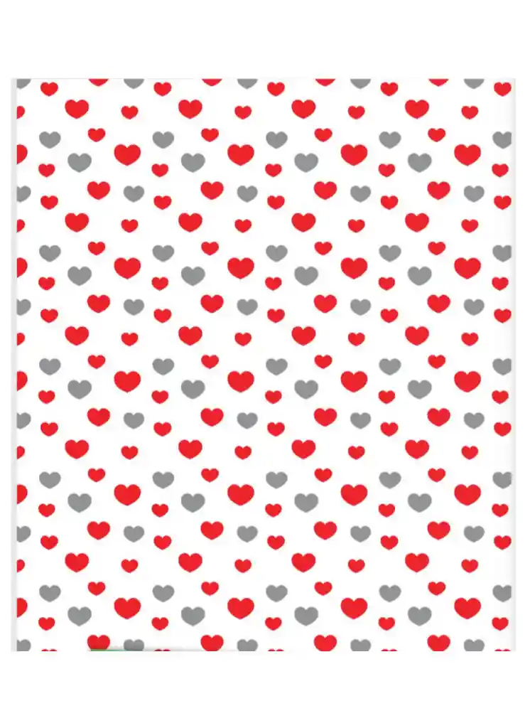 Papel De Regalo Blanco Corazones Rojo Plateado 48 X 68 Cm. X 2 Unidades