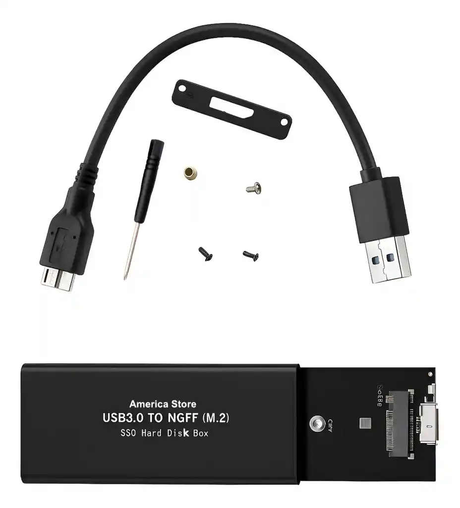 Caja Externa Case Disco Ssd M2 A Usb 3.0 + Cable + Atornilla Negro