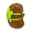 Peluche Capibara Marrón Con Maleta De Tortuga Verde 23cm