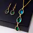 Collar Y Aretes Abstractos Reina Esmeralda Color Verde - | D1 21-0093237