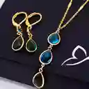 Collar Y Aretes Abstractos Reina Esmeralda Color Verde - | D1 21-0093237
