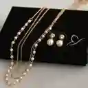 Collar Y Aretes 3 En 1 Perlas Eternas Color Dorado Fi | D1 21-0090964
