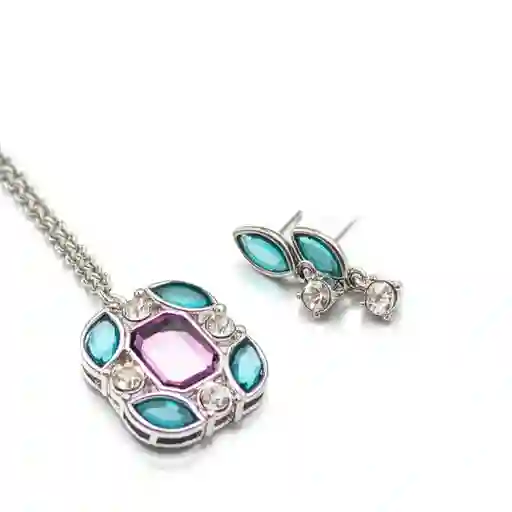 Collar Y Aretes Abstractos Encanto Clasico Multicolor - | D2 21-0080972