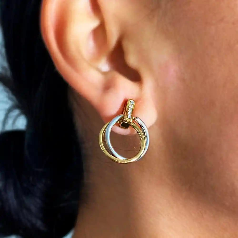 Aretes Abstractos Escencia Dual Color Dorado Y Plateado - A2 21-0084925
