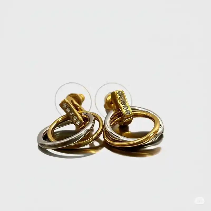 Aretes Abstractos Escencia Dual Color Dorado Y Plateado - A2 21-0084925