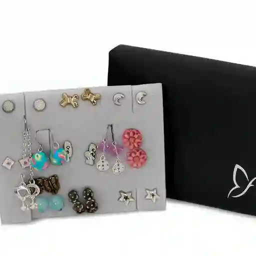 Aretes Fantasy Doce Brillos Set Love Garden Multicolor X12 - B1 21-0070730