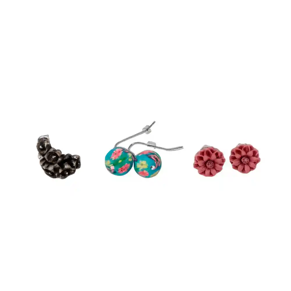 Aretes Fantasy Doce Brillos Set Love Garden Multicolor X12 - B1 21-0070730