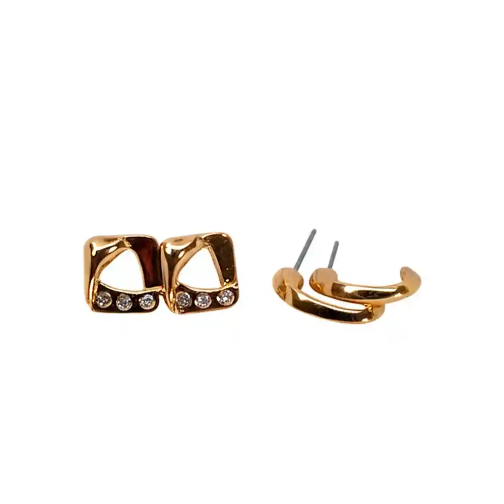 Aretes Elegantes Set X4 Brillo Eterno Color Dorado - B2 21-0085127