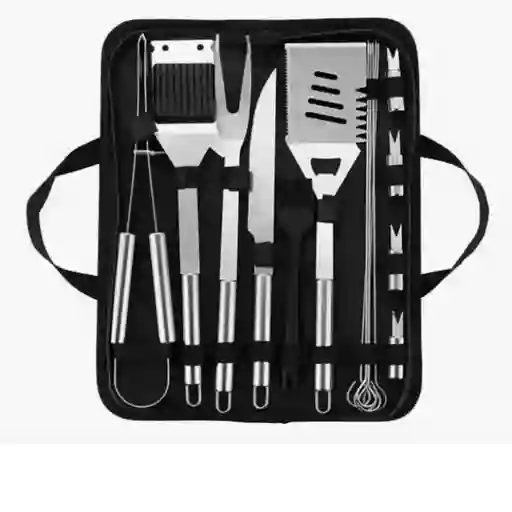 Set De Bbq De 15 Piezas Acero Inoxidable