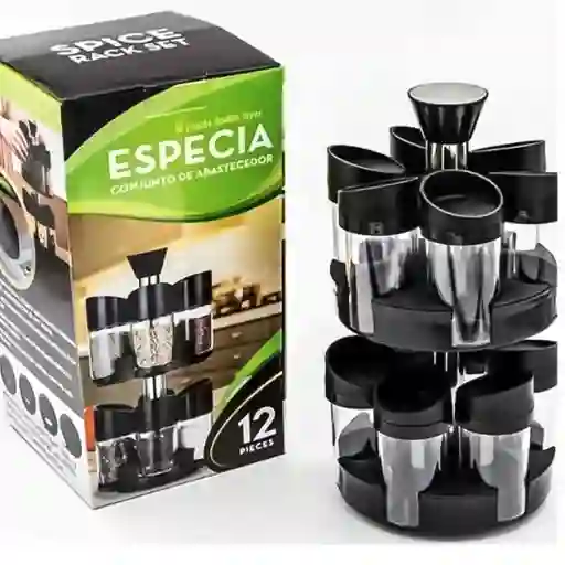 Especiero Condimenteros 2 Niveles Set 12 Envases Giratorio