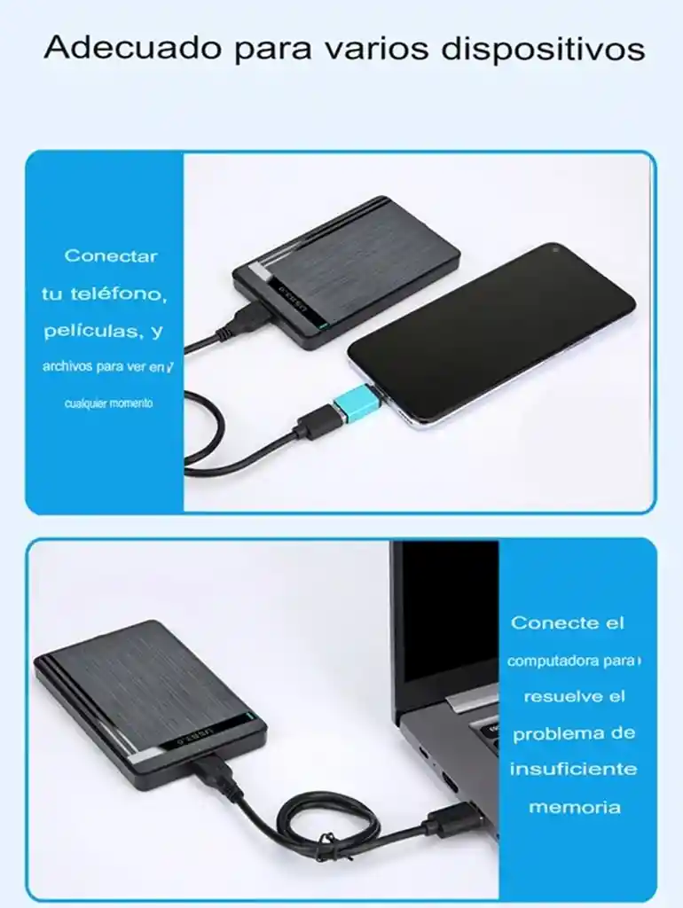 Estuche Para Hdd/ssd Sata 2.5 A Usb 3.0 Portátil