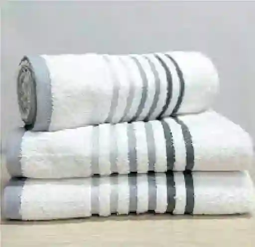 Toalla Hotelera 550 Gramos 70*1,30cm Fina - Blanca - Gris