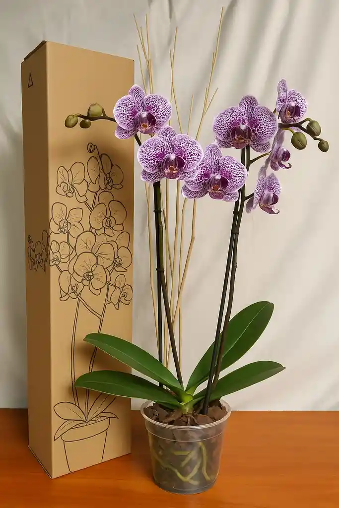 Orquídeas 2 Varas Variegadas Morado Y Blanco