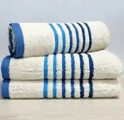 Toalla Hotelera 550 Gramos 70*1,30cm Fina- Blanca - Azul