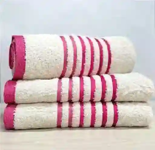 Toalla Hotelera 550 Gramos 70*1,30cm Fina- Blanca - Rosado