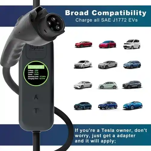 Cargador Portatil Nivel 1 Y 2 Carro Eléctrico 16a 110-240 V