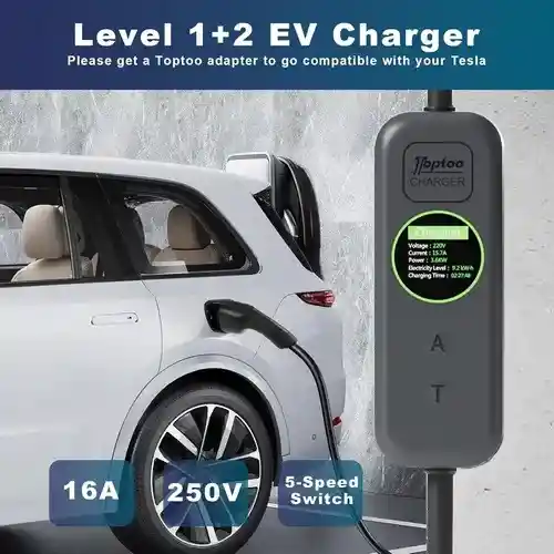 Cargador Portatil Nivel 1 Y 2 Carro Eléctrico 16a 110-240 V
