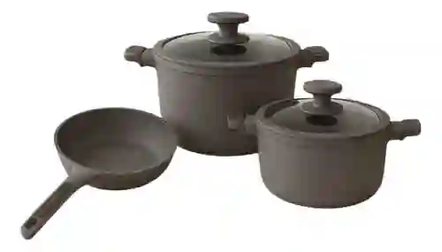 Juego De Ollas 5 Piezas En Marmol Antiadherente Renahouse