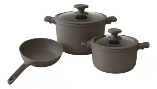 Juego De Ollas 5 Piezas En Marmol Antiadherente Renahouse