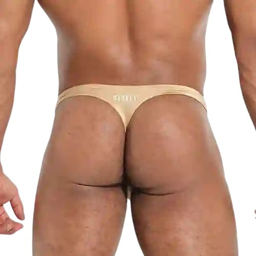 Talla M Classic Thong Perfect Tan Line Bañador Brasilera Hombre Dorado Lycra Blokes