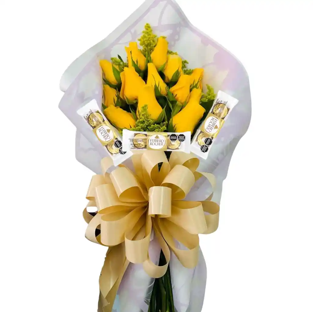 Ramo X 12 Rosas Amarillas + Chocolates