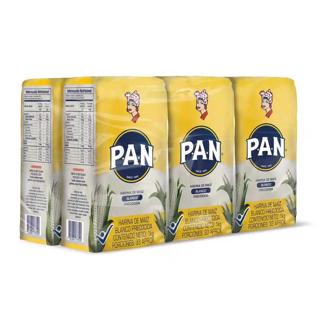 Pan Harina De Maíz Blanco Precocida 6 Unidades / 1 Kg