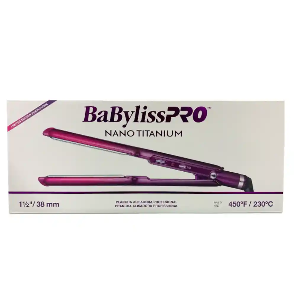 Plancha Profesional Babyliss Nano Titanium Morada 1 1/2 38mm