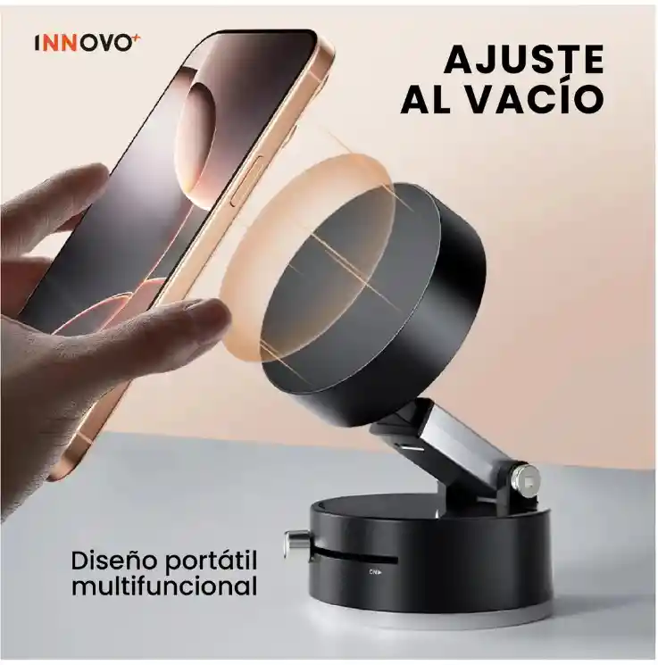 Soporte Holder Multifuncional Magnético Universal Con Ventosa Para Celulares Y Tablets Negro
