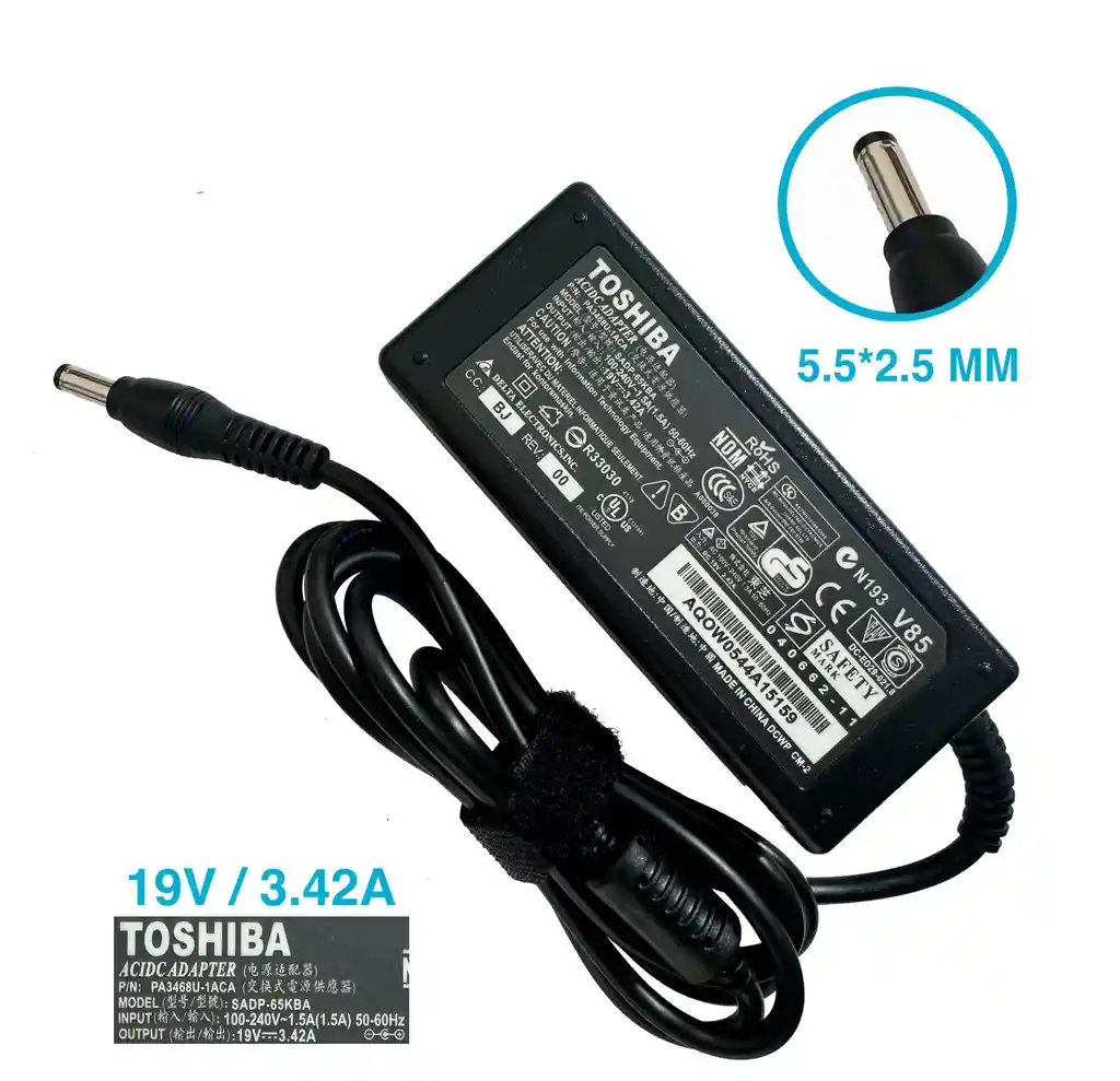 Cargador Toshiba 19v 3.42 5.5*2.5 Homologado