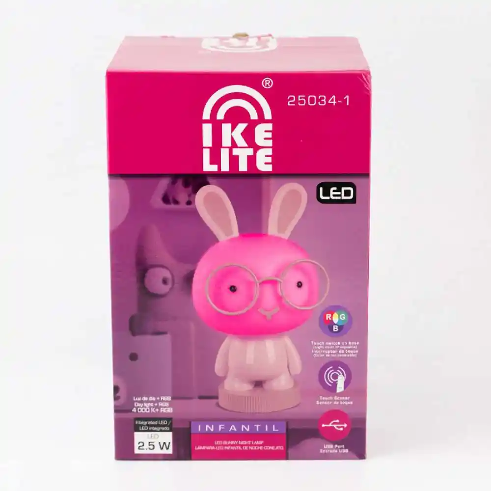 Lampara Mesa Infanti Ikelite Conejo 17x35cm Blanco 2 W 100% Plastico