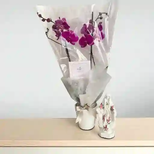 Orquideas Moradas Con Virgen La Milagrosa 22 Cms