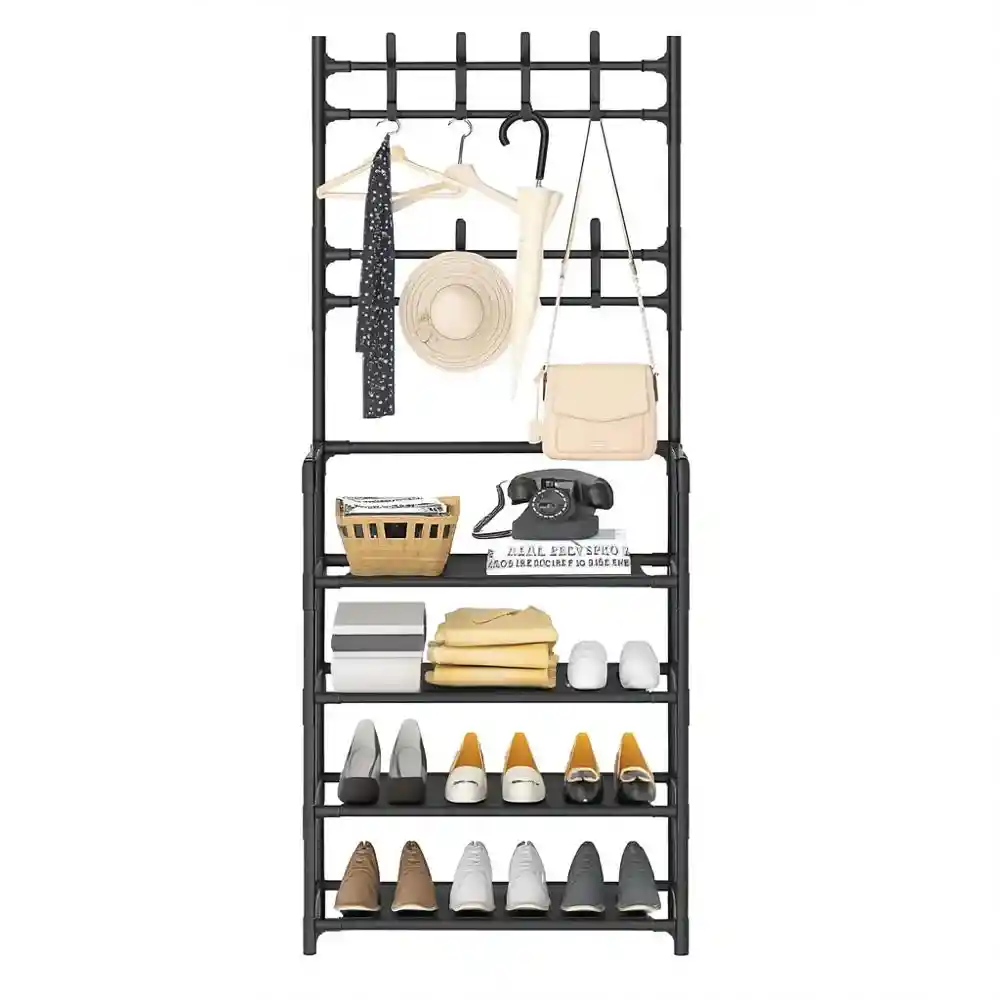 Zapatero Perchero Organizador De Ropa 4 Niveles Multifuncional 153x60x25