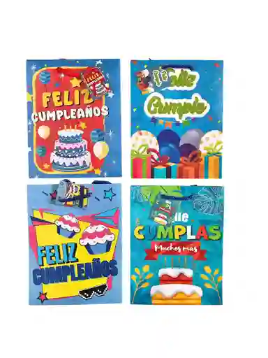 Bolsa De Regalo Feliz Cumpleaños Talla M 23x18cm Diseños Surtidos Primavera