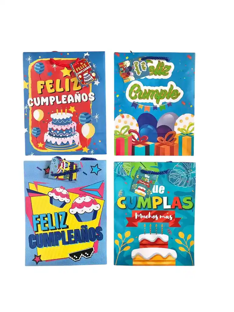 Bolsa De Regalo Feliz Cumpleaños Talla M 23x18cm Diseños Surtidos Primavera