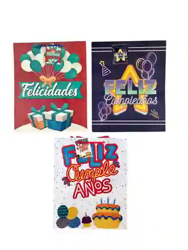 Bolsa De Regalo Feliz Cumpleaños Talla L 32x26 Cm Diseños Surtidos Primavera