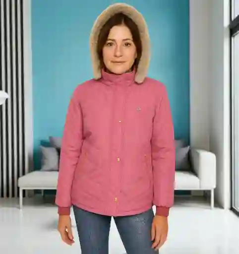 Chaqueta Para Mujer Con Capucha E Interior En Tela Ovejera Wendy Rosada Talla L
