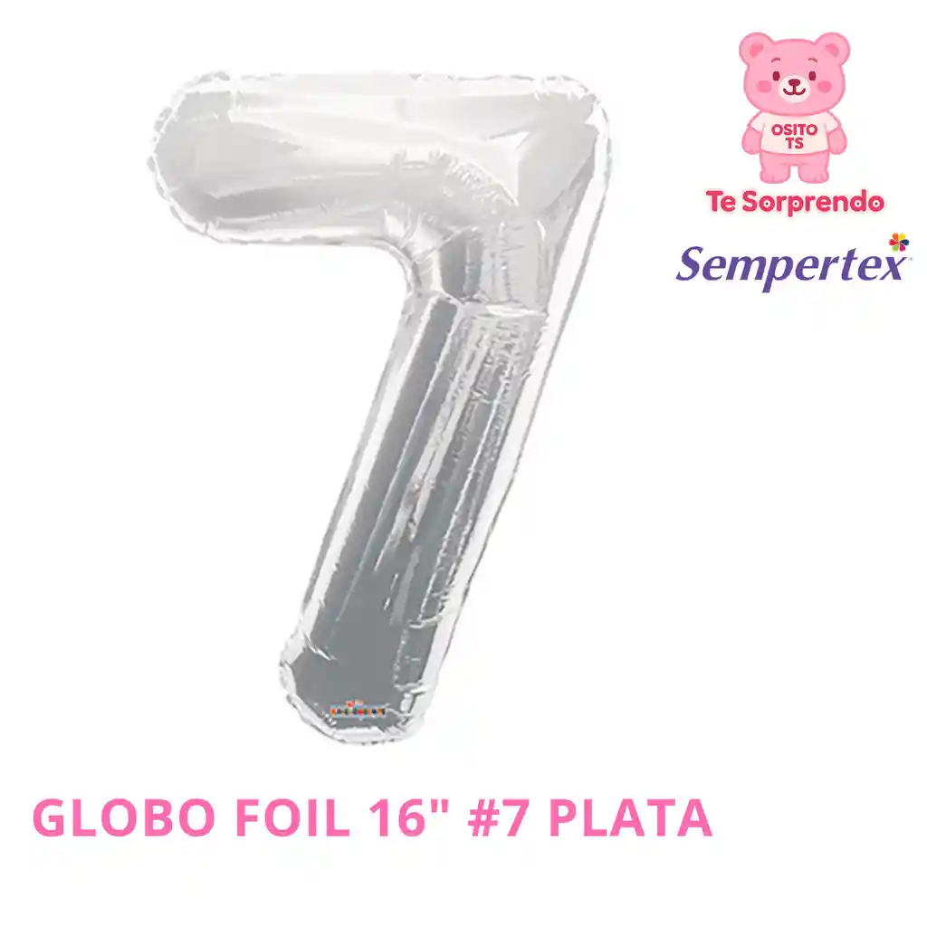 Globo Numero 7 16" Plata Sempertex