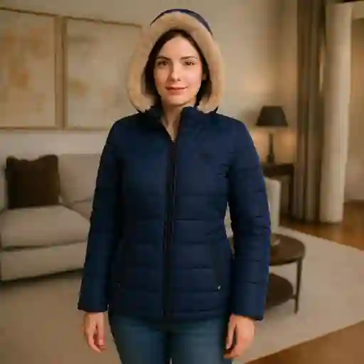 Chaqueta Para Mujer Con Capucha E Interior En Tela Ovejera Zara Azul Talla M