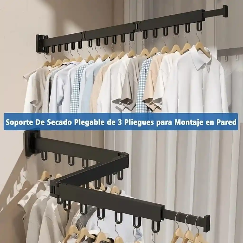 Soporte De Secado Plegable De 3 Pliegues Ganchos